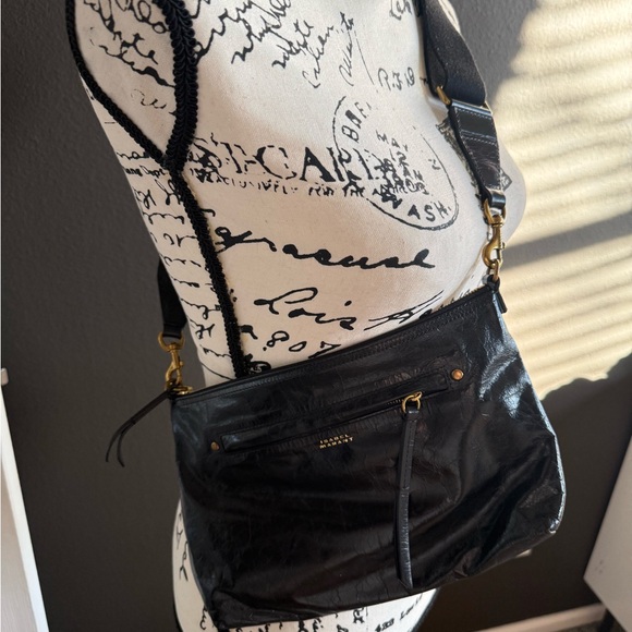 Isabel Marant Croco Shiny Black Crossbody Bag - Picture 7 of 10